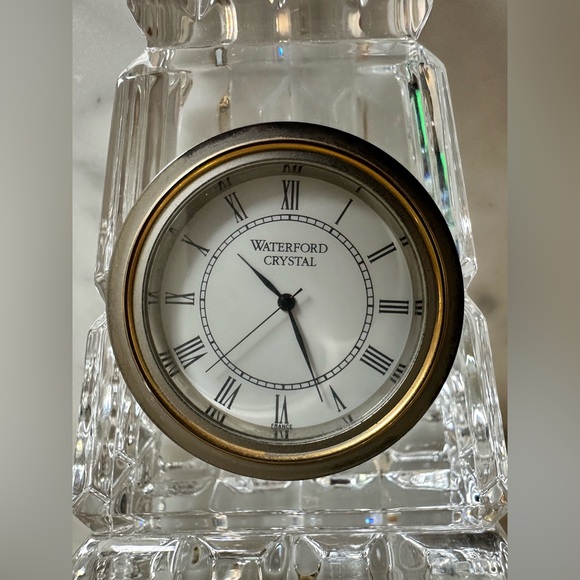 Waterford Cut Crystal Obelisk Pyramid Desk Clock - VINTAGE - Picture 5 of 15